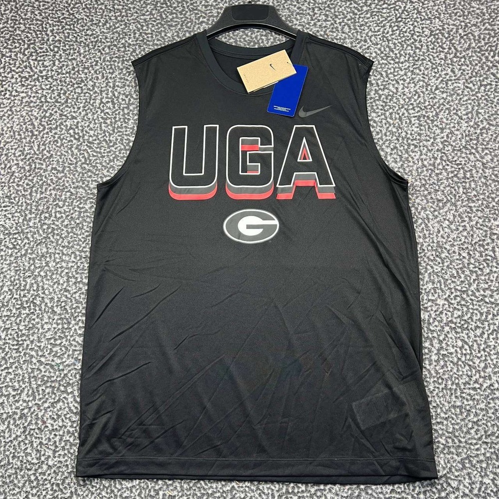 Nike UGA Georgia Bulldogs Dri-Fit Shirt Men Large Black Sleeveless New L